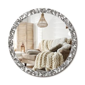 Lustro w ramie szklanej fi100 Liście tropikalne nowoczesne boho na ścianę 897224 Lustro w ramie szklanej fi100 Liście tropikalne nowoczesne boho na ścianę 897224