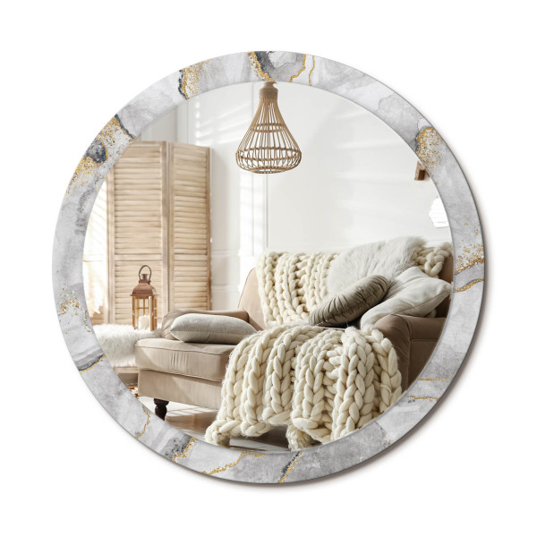 Lustro w ramie szklanej fi100 Marmurowy wzór nowoczesne dekoracyjne glamour 897465