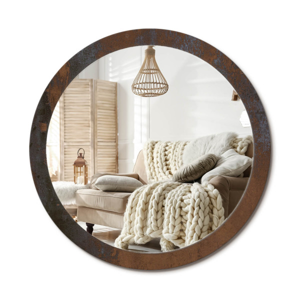 Lustro w ramie szklanej fi100 Metaliczny rustykalny nowoczesny loft design 897245