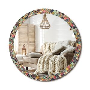 Lustro w ramie szklanej fi100 Patchwork kafelki wzór nowoczesne dekoracyjne 897459 Lustro w ramie szklanej fi100 Patchwork kafelki wzór nowoczesne dekoracyjne 897459