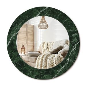 Lustro w ramie szklanej fi50 Biały marmurek nowoczesne eleganckie ścienne 897242