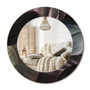 Lustro w ramie szklanej fi50 Boho liście nowoczesne dekoracyjne na ścianę 897280 Lustro w ramie szklanej fi50 Boho liście nowoczesne dekoracyjne na ścianę 897280
