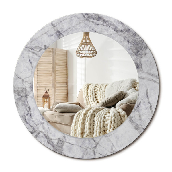 Lustro w ramie szklanej fi50 Czarny marmur eleganckie nowoczesne glamour 897346