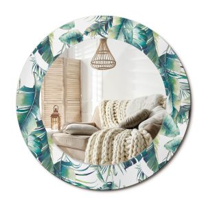 Lustro w ramie szklanej fi50 Eukaliptus nowoczesne boho dekoracyjne ścienne 917081 Lustro w ramie szklanej fi50 Eukaliptus nowoczesne boho dekoracyjne ścienne 917081