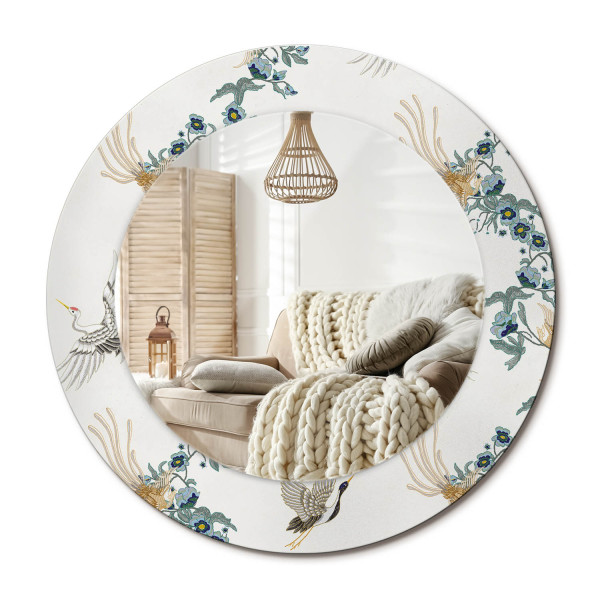 Lustro w ramie szklanej fi50 Liście akwarelowe stylowe dekoracyjne design 897433