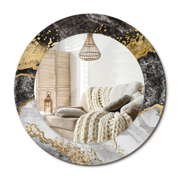 Lustro w ramie szklanej fi50 Marmurowy wzór nowoczesne dekoracyjne glamour 897303
