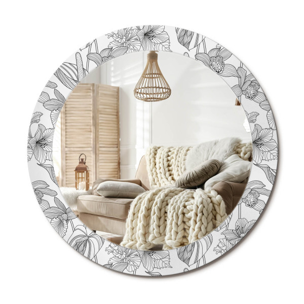 Lustro w ramie szklanej fi70 Kwiatowy wzór nowoczesne dekoracyjne ścienne 897340