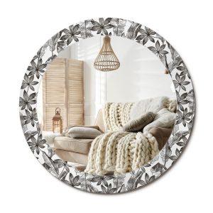 Lustro w ramie szklanej fi70 Liście tropikalne nowoczesne boho na ścianę 897472 Lustro w ramie szklanej fi70 Liście tropikalne nowoczesne boho na ścianę 897472
