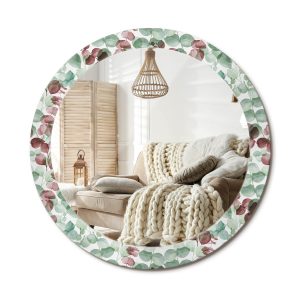 Lustro w ramie szklanej fi80 Eukaliptus nowoczesne boho dekoracyjne ścienne 897252 Lustro w ramie szklanej fi80 Eukaliptus nowoczesne boho dekoracyjne ścienne 897252