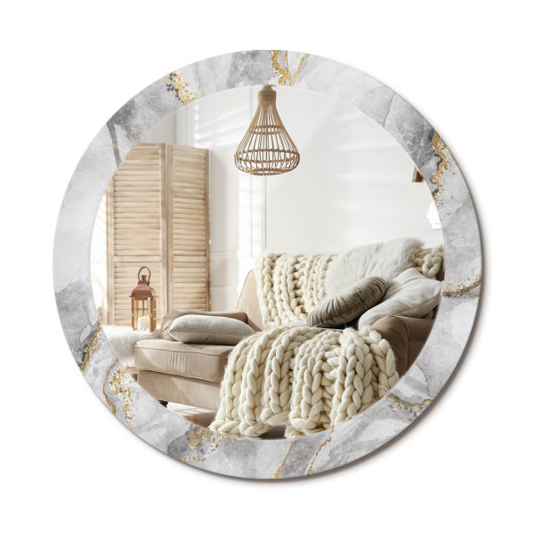 Lustro w ramie szklanej fi80 Marmurowy wzór nowoczesne dekoracyjne glamour 897239