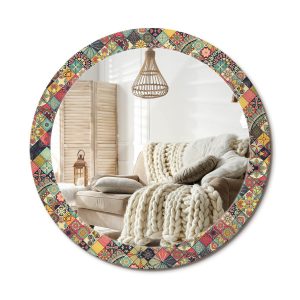Lustro w ramie szklanej fi80 Patchwork kafelki wzór nowoczesne dekoracyjne 897230 Lustro w ramie szklanej fi80 Patchwork kafelki wzór nowoczesne dekoracyjne 897230