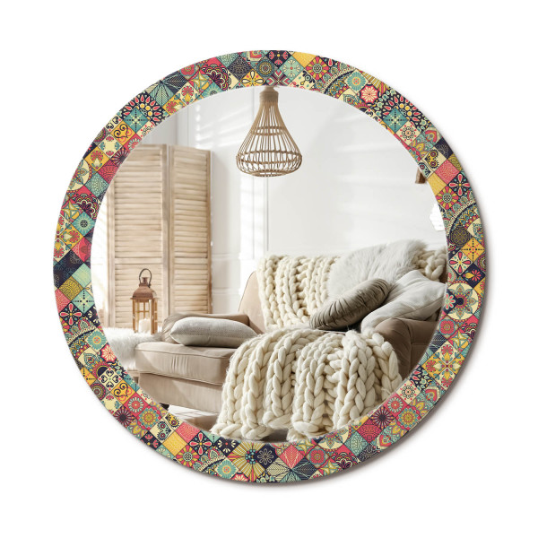 Lustro w ramie szklanej fi80 Patchwork kafelki wzór nowoczesne dekoracyjne 897230