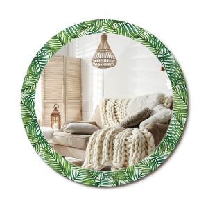 Lustro w ramie szklanej fi80 Tropikalna palma boho nowoczesne dekoracyjne 897228 Lustro w ramie szklanej fi80 Tropikalna palma boho nowoczesne dekoracyjne 897228