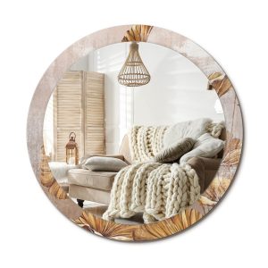 Lustro w ramie szklanej fi90 Boho liście nowoczesne dekoracyjne na ścianę 897335 Lustro w ramie szklanej fi90 Boho liście nowoczesne dekoracyjne na ścianę 897335