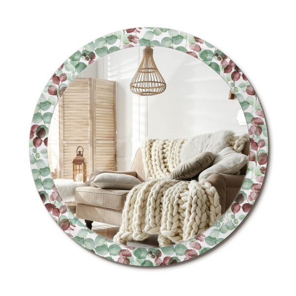 Lustro w ramie szklanej fi90 Eukaliptus nowoczesne boho dekoracyjne ścienne 897477