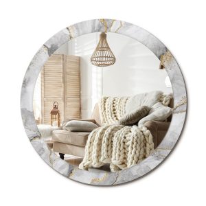 Lustro w ramie szklanej fi90 Marmurowy wzór nowoczesne dekoracyjne glamour 897369 Lustro w ramie szklanej fi90 Marmurowy wzór nowoczesne dekoracyjne glamour 897369