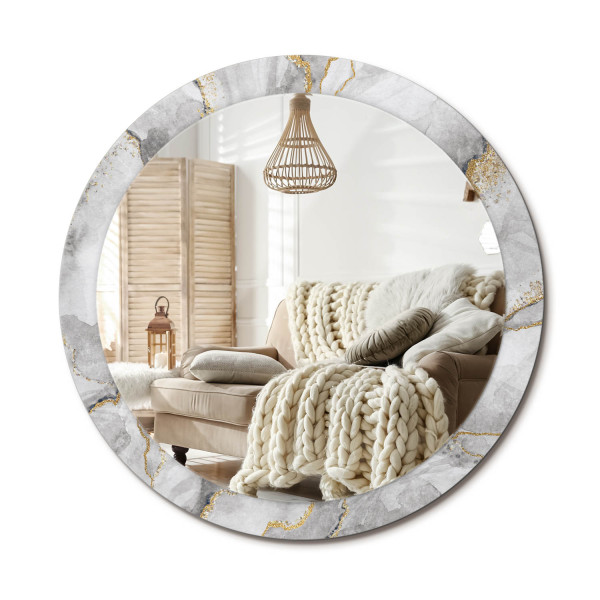 Lustro w ramie szklanej fi90 Marmurowy wzór nowoczesne dekoracyjne glamour 897369