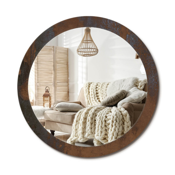 Lustro w ramie szklanej fi90 Metaliczny rustykalny nowoczesny loft design 897444
