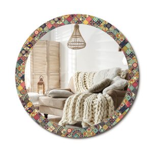 Lustro w ramie szklanej fi90 Patchwork kafelki wzór nowoczesne dekoracyjne 897344 Lustro w ramie szklanej fi90 Patchwork kafelki wzór nowoczesne dekoracyjne 897344