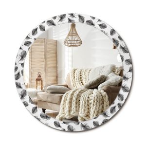 Lustro w ramie szklanej fi90 Pióra nowoczesne dekoracyjne glamour na ścianę 897463 Lustro w ramie szklanej fi90 Pióra nowoczesne dekoracyjne glamour na ścianę 897463