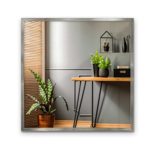 Lustro w Srebrnej Ramie do Makijażu Toaletka lustro ścienne 50×50 cm 1078450