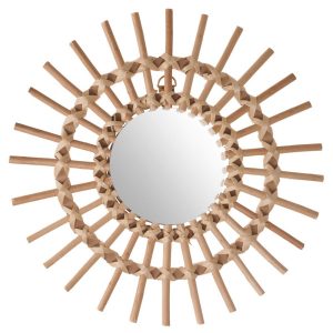 Lustro w wiklinowej ramie, kształt słońca, Ø 30 cm 83272