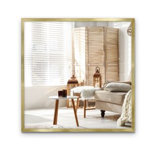 Lustro w Złotej Ramie do Makijażu Toaletka lustro ścienne 50×50 cm 1078281 Lustro w Złotej Ramie do Makijażu Toaletka lustro ścienne 50×50 cm 1078281