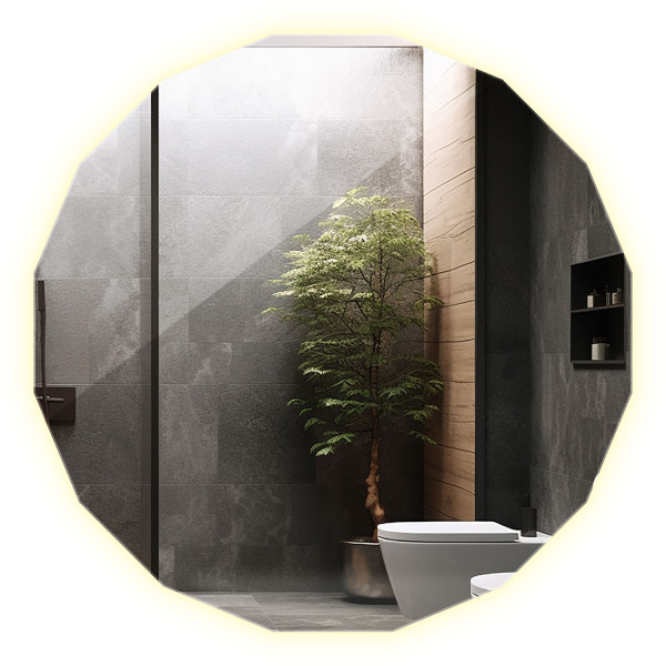 Lustro Wielokątne Stylowe LED z Neutralnym Światłem 100x100 Wallfluent 803105