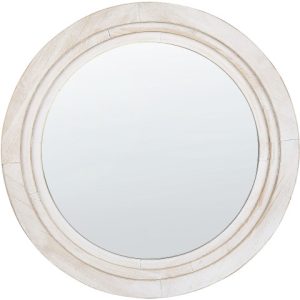 Lustro wiszące ścienne okrągłe 60 cm złamana biel 137739 Lustro wiszące ścienne okrągłe 60 cm złamana biel 137739