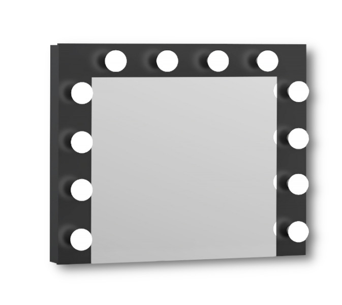 Lustro z 12 żarówkami LED idealne do toaletki czarne 776761