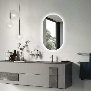 Lustro Z Oświetleniem Owal Led Łazienkowe Wiszące 80×46 cm 117417 Lustro Z Oświetleniem Owal Led Łazienkowe Wiszące 80×46 cm 117417