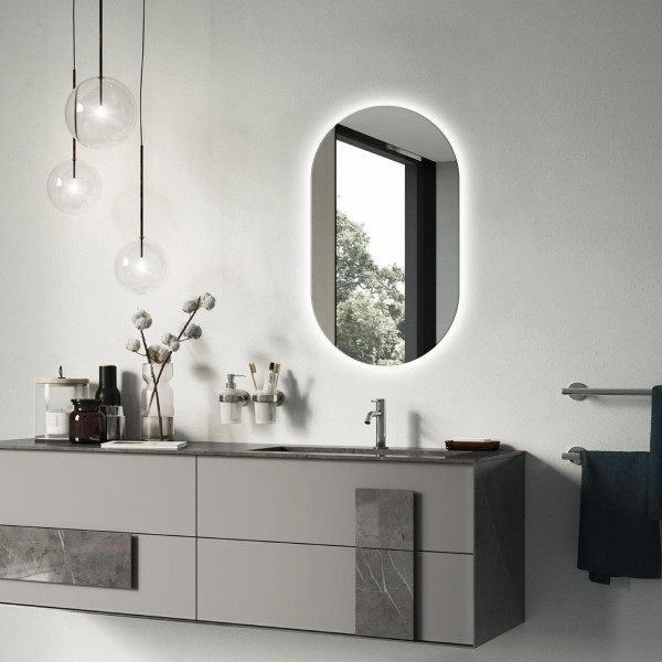 Lustro Z Oświetleniem Owal Led Łazienkowe Wiszące 80x46 cm 117417