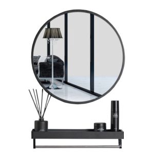 Lustro z półką 80cm czarne 140999 Lustro z półką 80cm czarne 140999