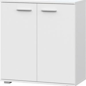 Mała biała komoda 69 cm dwudrzwiowa z półkami FONDI 1083660 Mała biała komoda 69 cm dwudrzwiowa z półkami FONDI 1083660