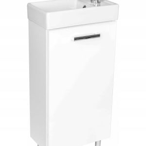 Mała Biała Szafka Łazienkowa z Umywalką 40x22x85 Stojąca 436648 Mała Biała Szafka Łazienkowa z Umywalką 40x22x85 Stojąca 436648