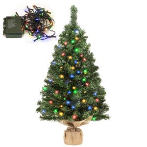 Mała choinka sztuczna 90 cm z lampkami choinkowymi 50 LED multikolor 812378 Mała choinka sztuczna 90 cm z lampkami choinkowymi 50 LED multikolor 812378
