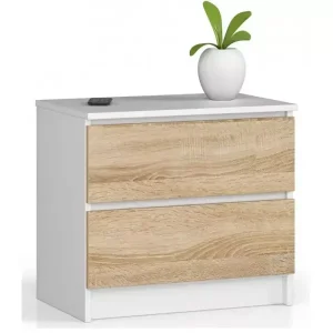Mała komoda skandynawska Parin 3X – dąb sonoma + biały 708257 Mała komoda skandynawska Parin 3X – dąb sonoma + biały 708257