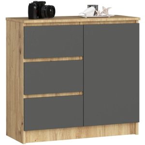 Mała komoda z szufladami, NOVO, 80x35x77, artisan, grafit, mat | TYLETEGOTU 983933 Mała komoda z szufladami, NOVO, 80x35x77, artisan, grafit, mat | TYLETEGOTU 983933