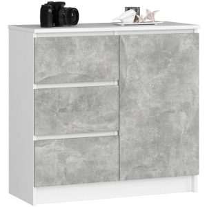 Mała komoda z szufladami, NOVO, 80x35x77 cm, biały, beton, mat | TYLETEGOTU 983931 Mała komoda z szufladami, NOVO, 80x35x77 cm, biały, beton, mat | TYLETEGOTU 983931