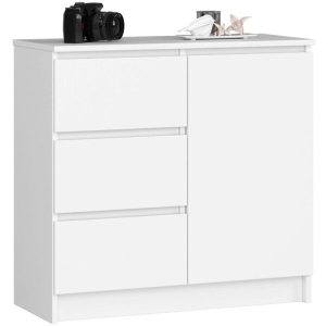 Mała komoda z szufladami, NOVO, 80x35x77 cm, biały, mat | TYLETEGOTU 983942 Mała komoda z szufladami, NOVO, 80x35x77 cm, biały, mat | TYLETEGOTU 983942