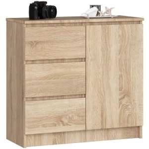 Mała komoda z szufladami, NOVO, 80x35x77 cm, dąb sonoma, mat | TYLETEGOTU 983936 Mała komoda z szufladami, NOVO, 80x35x77 cm, dąb sonoma, mat | TYLETEGOTU 983936