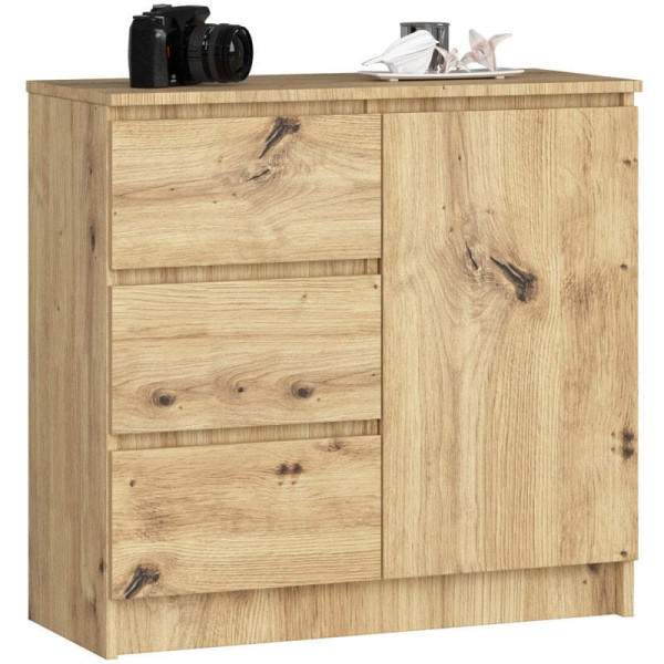 Mała komoda z szufladami, NOVO, 80x35x77, dąb artisan | TYLETEGOTU 983943