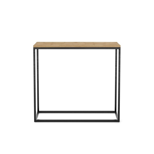 Mała konsola WELL 80 z blatem dąb wotan na czarnym stelażu 326216
