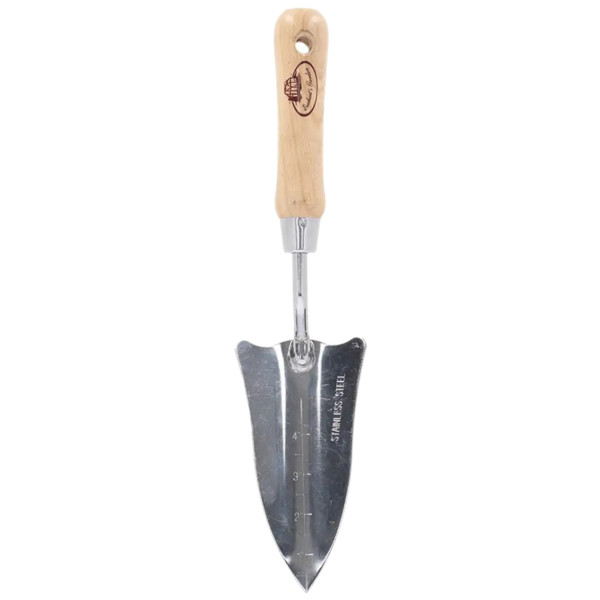 Mała łopatka ogrodowa stal nierdzewna z drewnianą rączką 33,9 cm 1022957