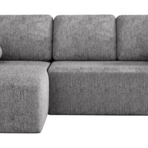 Mała sofa narożna z funkcją spania i pojemnikiem HOPE szara plecionka 755335 Mała sofa narożna z funkcją spania i pojemnikiem HOPE szara plecionka 755335