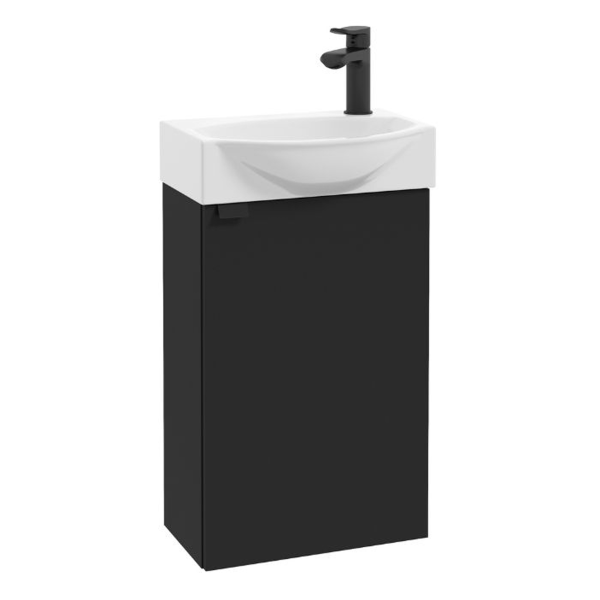 Mała Szafka do Łazienki Wisząca z Umywalką 40x22 Czarny Mat Metalowy Uchwyt 730952