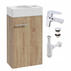 Mała Szafka Łazienkowa Wisząca z Umywalką 40×21 Dąb Sonoma Bateria Sigma 662225 Mała Szafka Łazienkowa Wisząca z Umywalką 40×21 Dąb Sonoma Bateria Sigma 662225