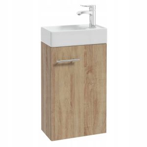 Mała Szafka Łazienkowa Wisząca z Umywalką 40×21 Dąb Sonoma Uchwyt Chrom 662223 Mała Szafka Łazienkowa Wisząca z Umywalką 40×21 Dąb Sonoma Uchwyt Chrom 662223