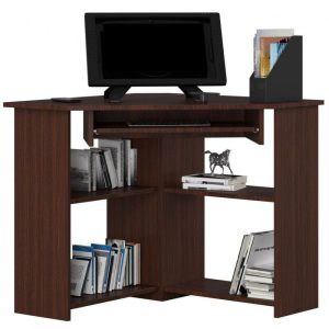Małe biurko narożne, półki, CORTA, 80x80x74 cm, wenge, mat | TYLETEGOTU 991182 Małe biurko narożne, półki, CORTA, 80x80x74 cm, wenge, mat | TYLETEGOTU 991182