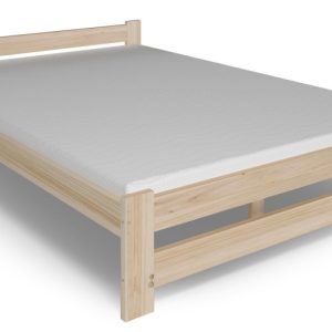 Małżeńskie sosnowe łóżko z materacem 160×200 – Riro 326725